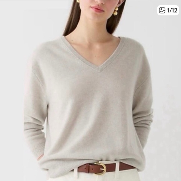 J. Crew Sweaters - J CREW M Cashmere relaxed V-neck sweater in natural